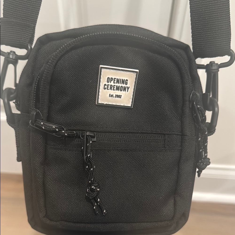Opening Ceremony Black Messenger Bag with Adjustable Strap